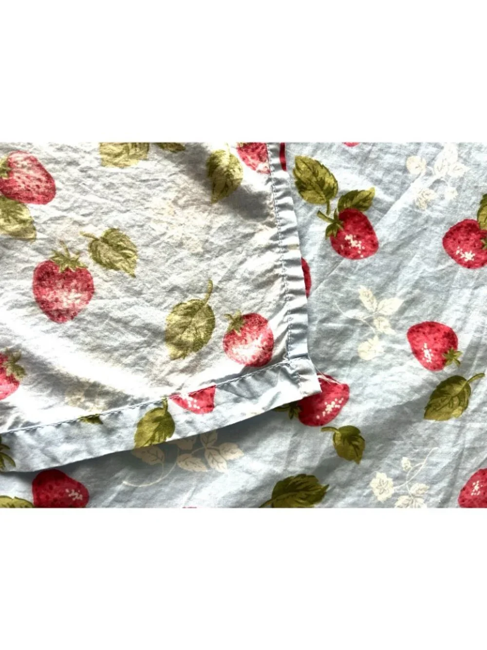 Tommy Hilfiger QUEEN FLAT Sheet 100% Cotton Strawberry Natalie Blue Italian USA